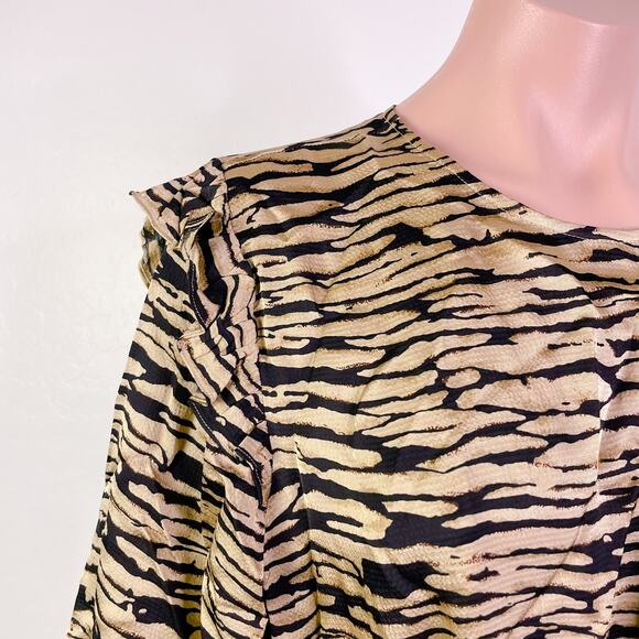 Rails Ora Canyon Abstract Print Long Sleeve Tie Waist Mini Dress Tan size M NEW - Picture 4 of 12
